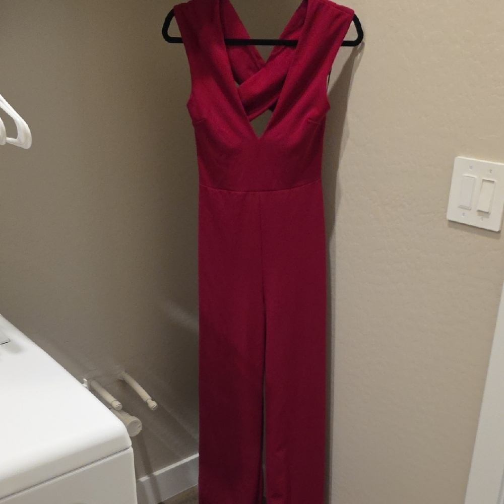 Pink Lily Deep Red Jumpsuit